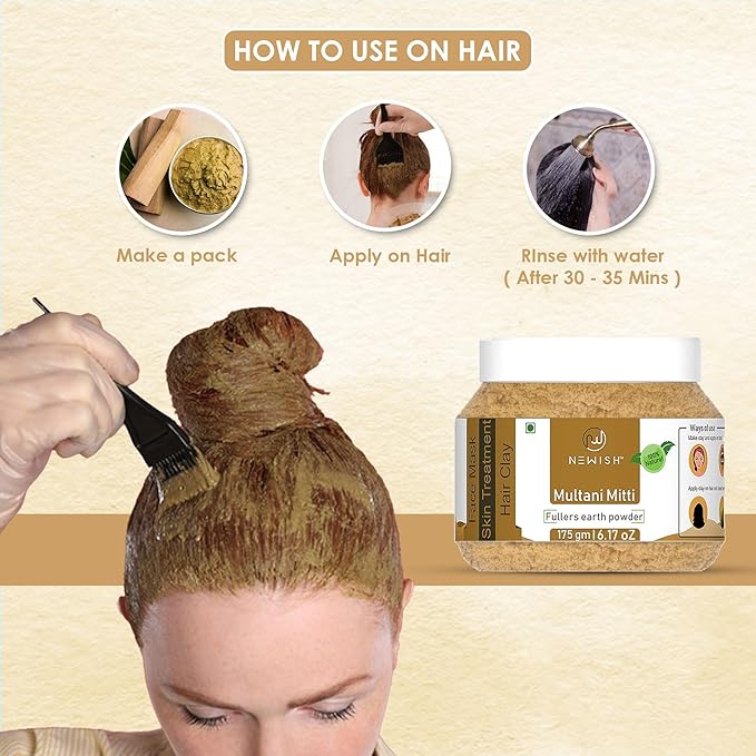 Newish Pure & Natural Multani Mitti Powder for Skin Face Clay - 175 gms