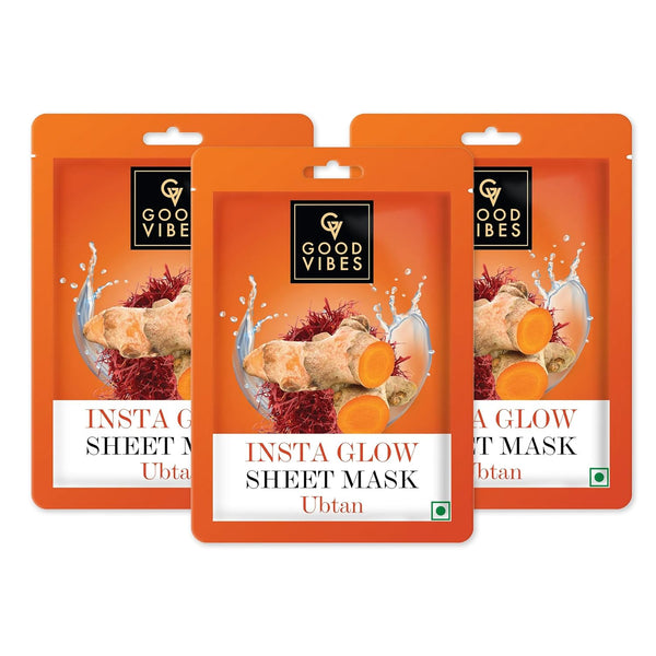 Good Vibes Ubtan Insta Glow Sheet Mask - 20 gms (Pack of 3)