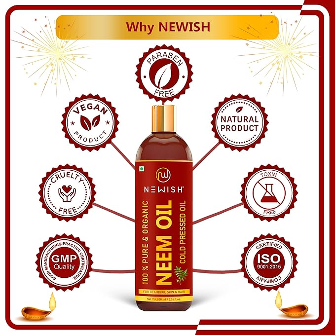 Newish Cold Pressed Organic Neem Oil - 200 ml