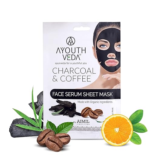 Ayouthveda Charcoal & Coffee Face Serum Sheet Mask - 20 gms