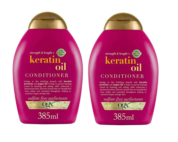 OGX Strength & Length Keratin Oil Conditioner - 385 ml (Pack of 2)