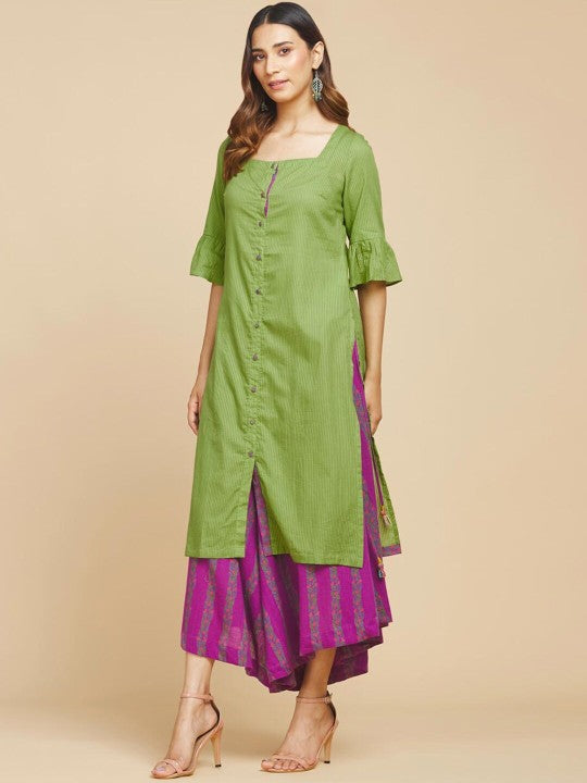 Fabindia Embroidered Bell Sleeves Pure Cotton Kurta