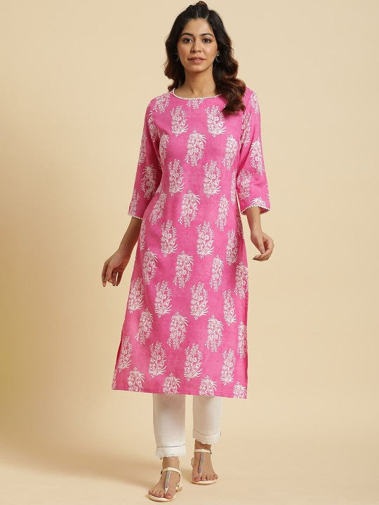 W Women Floral Printed Straight Kurta