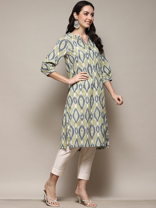 Biba Ethnic Motifs Printed Round Neck Cotton Regular Kurta