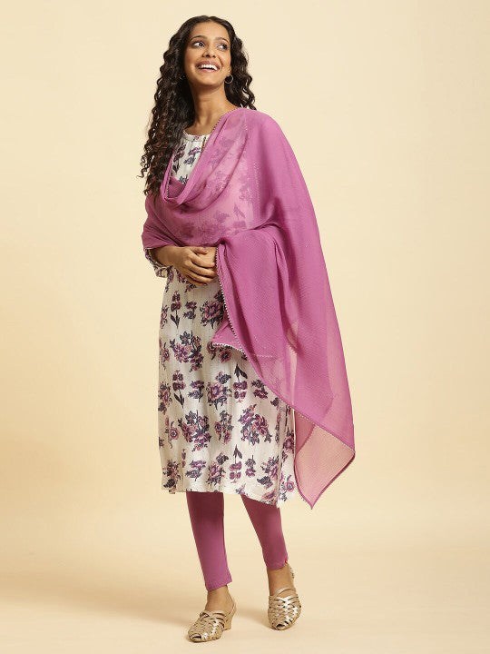 W Dupatta with Gotta Patti - Purple & Gold