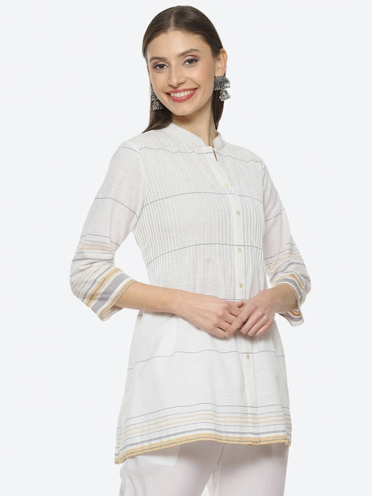 Biba Women Mandarin Collar Yoke Design Kurti