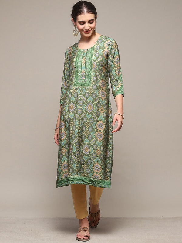 Biba Sequins Detail Ethnic Motifs Printed A-Line Kurta