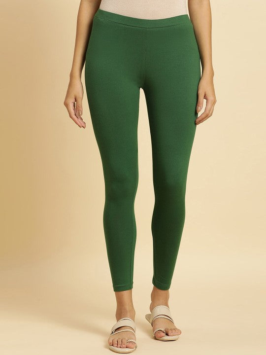 W Ankle Length Leggings - Dark Green