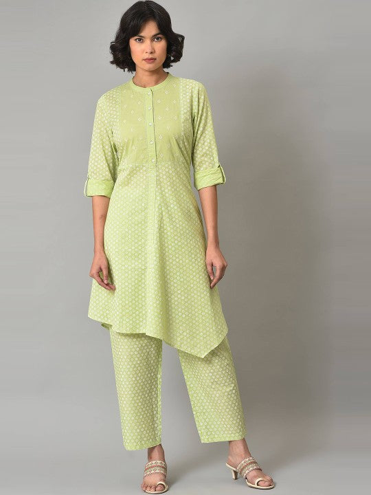 W Printed Pure Cotton Kurta with Trousers