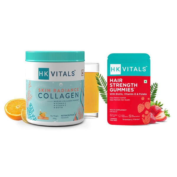 HealtHKart HK Vitals Skin Radiance Collagen Orange & Hair Gummies Combo