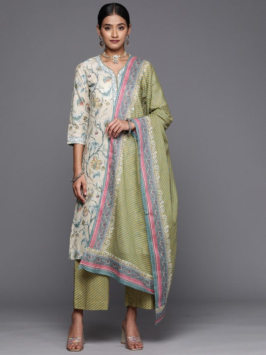 Biba Women Ethnic Motifs Printed Regular Kurta with Palazzos & Dupatta