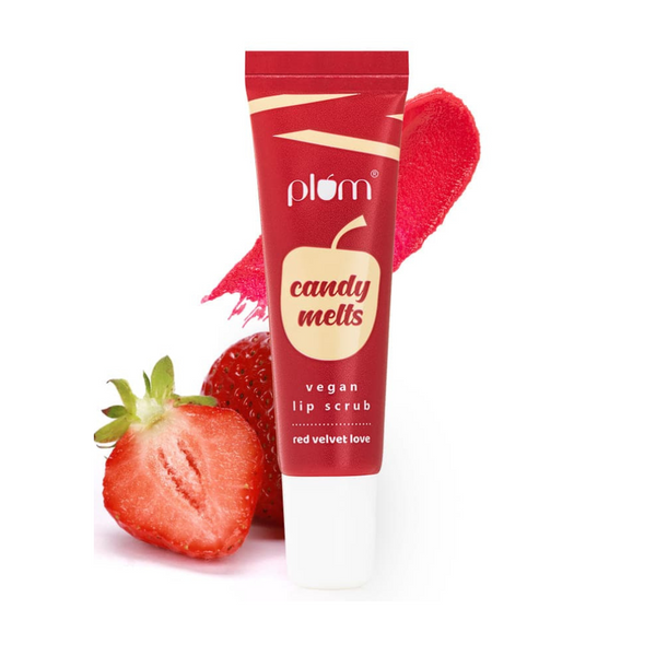 Plum Goodness Candy Melts Vegan Lip Scrub (Red Velvet Love) - 12 gms