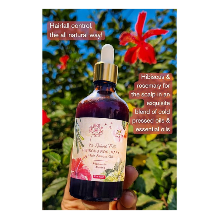 The Nature Mill Hibiscus Rosemary Hair Serum Oil Almond Peppermint - 100 ml