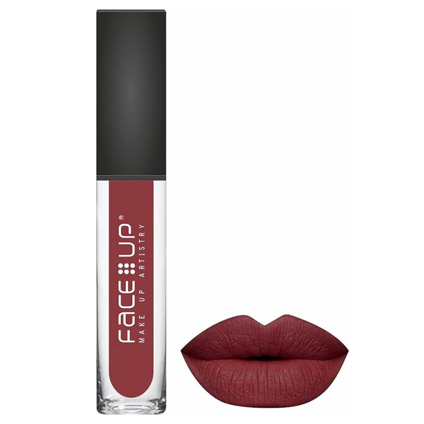 Face Up Kiss Proof And Waterproof Matte Liquid Lip Colour Hazelnut Brown (M -15) - 6 ml