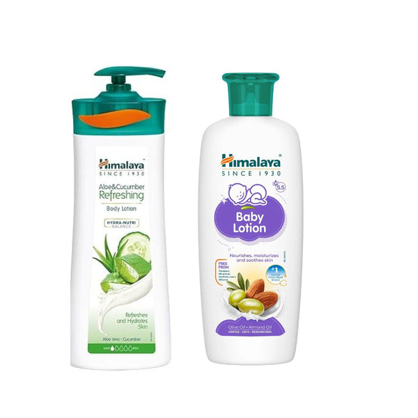 Himalaya Baby Body Lotion &  Aloe and Cucumber Refreshing Body Lotion Combo