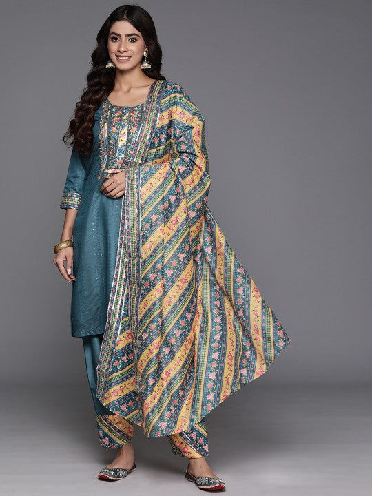 Biba Ethnic Motifs Printed Kurta Set With Dupatta