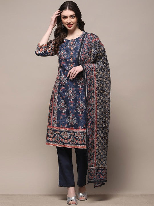 Biba Women Floral Printed Regular Kurta with Trousers & With Dupatta