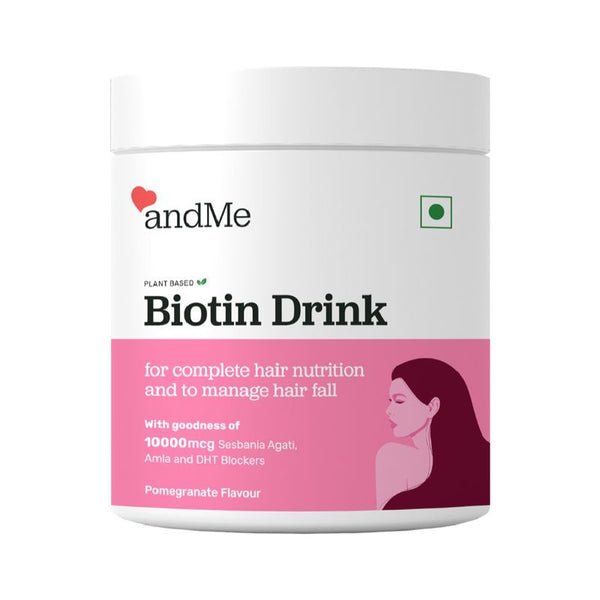 andMe Biotin Plant Based For Hair Growth Pomegranate Flavour Powder - 150 gms