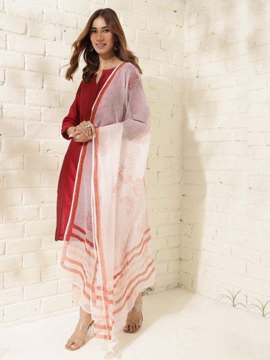 Fabindia Ethnic Motifs Block Print Cotton Silk Dupatta