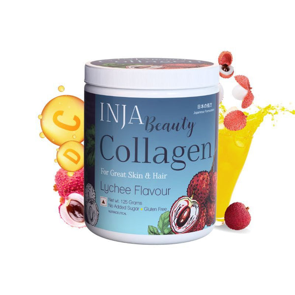 Inja Beauty Collagen with Vit C Glutathione Biotin Lychee Flavour - 125 gms