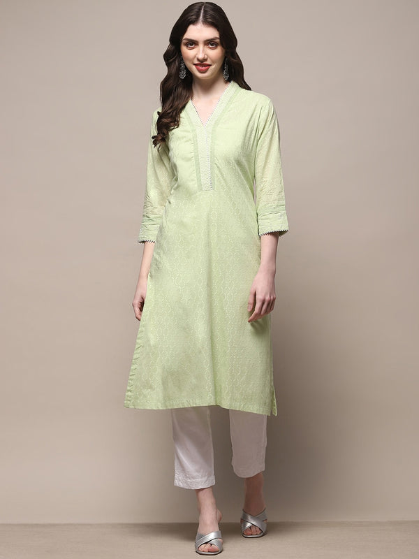 Biba Women Striped Chikankari Kurta