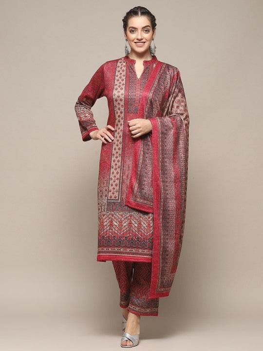 Biba Ethnic Motifs Printed Regular Kurta with Trousers & Dupatta