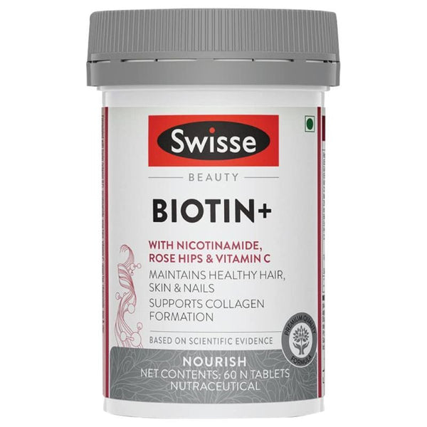 Swisse Beauty Biotin+ With Nicotinamide Rose Hips & Vitamin C - 60 Tablets