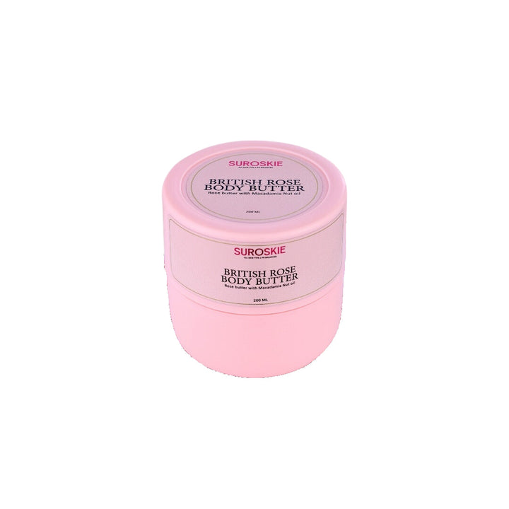 Suroskie British Rose Body Butter with Macadamia Nut Oil - Hydration Upto 96 Hrs, Deep Nourishment, Suitable For All Skin Types (200ML)