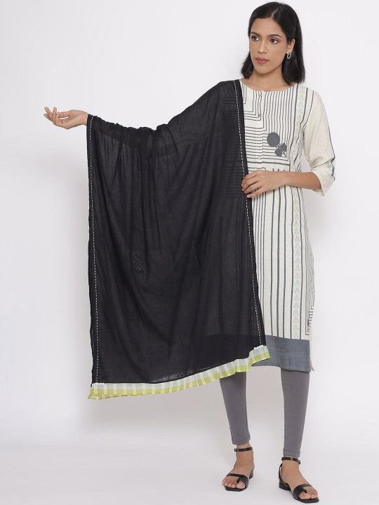 W Black & White Pure Cotton Dupatta