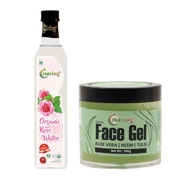 Nutriorg Certified Organic Rose Water & Aloevera Face Gel Neem & Tulsi Combo