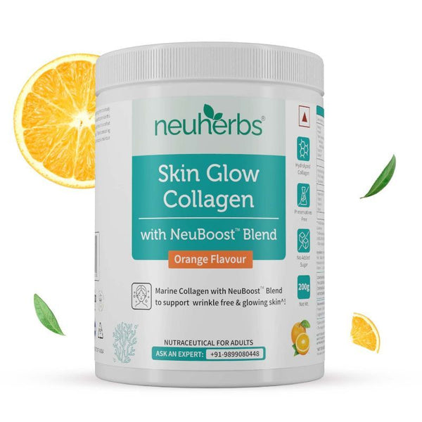 Neuherbs Skin Glow Collagen Orange Flavour - 200 gms