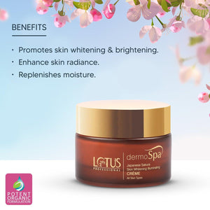 Lotus Professional Dermo Spa Japanese Sakura Skin Whitening Illuminating Crème With SPF 20 - 50 gms