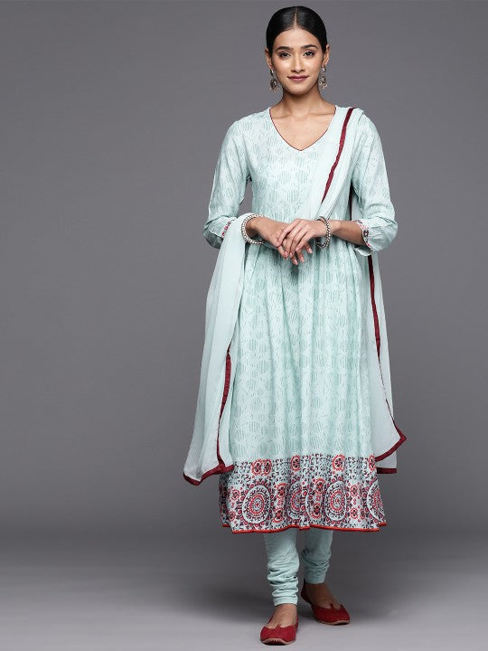 Biba Women Ethnic Motifs Printed Regular Kurta with Churidar & Dupatta