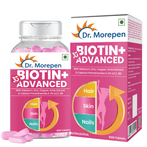 Dr. Morepen Biotin For Hair Growth & Glowing Skin & Healthy Nails - 60 tablets