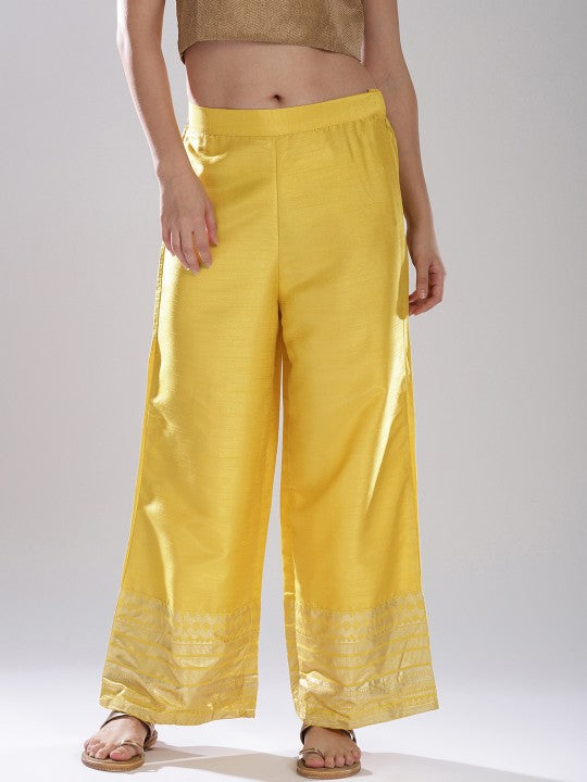 W Women Yellow Wide Leg Palazzos