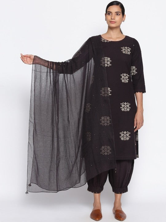 W The Folksong Collection Checked Pure Cotton Dupatta
