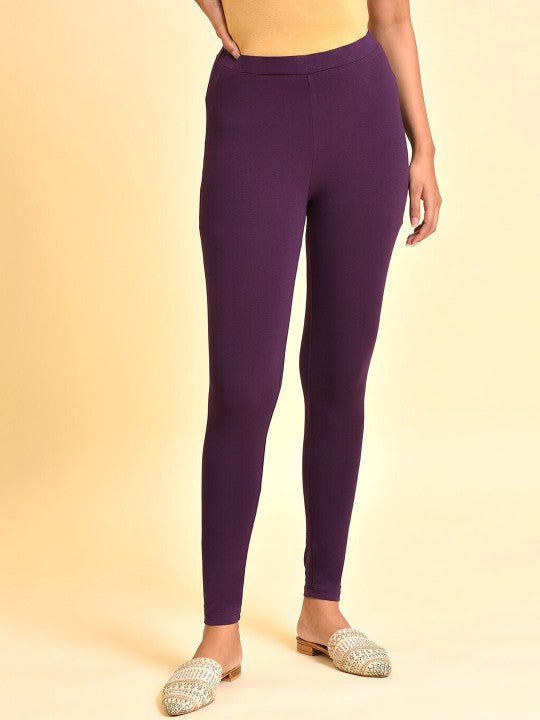 W Ankle Length Leggings - Purple