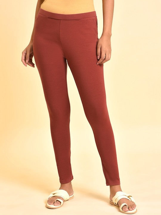 W Ankle Length Leggings - Red