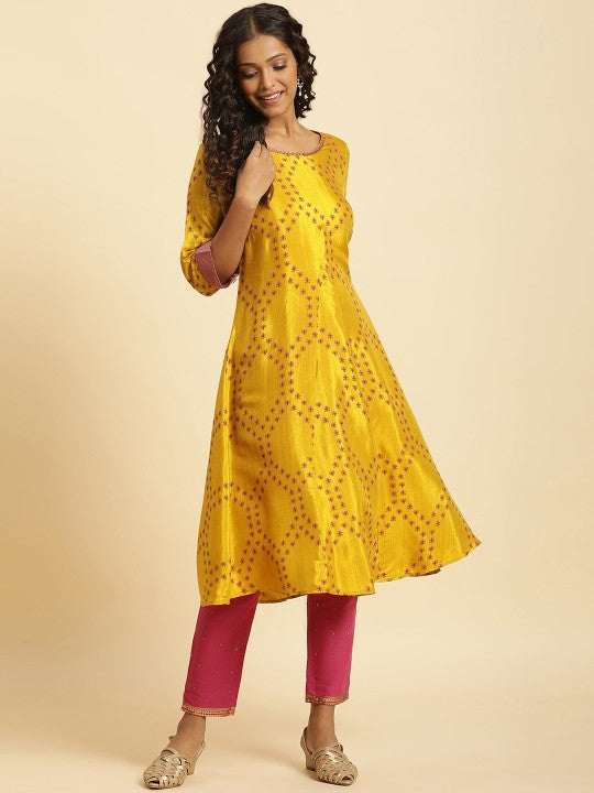 W Ethnic Motifs Printed Anarkali Kurta