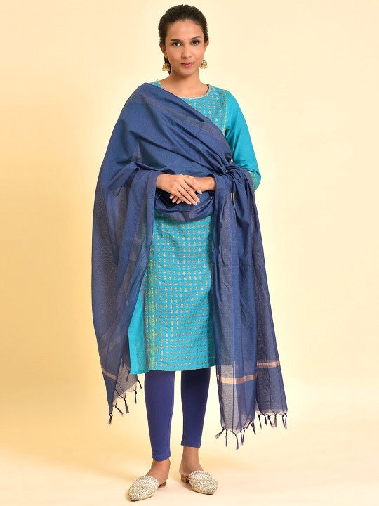 W Dupatta With Tasseled Border