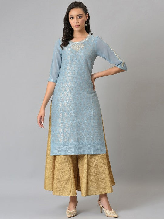 W Women Blue Ethnic Motifs Kurta