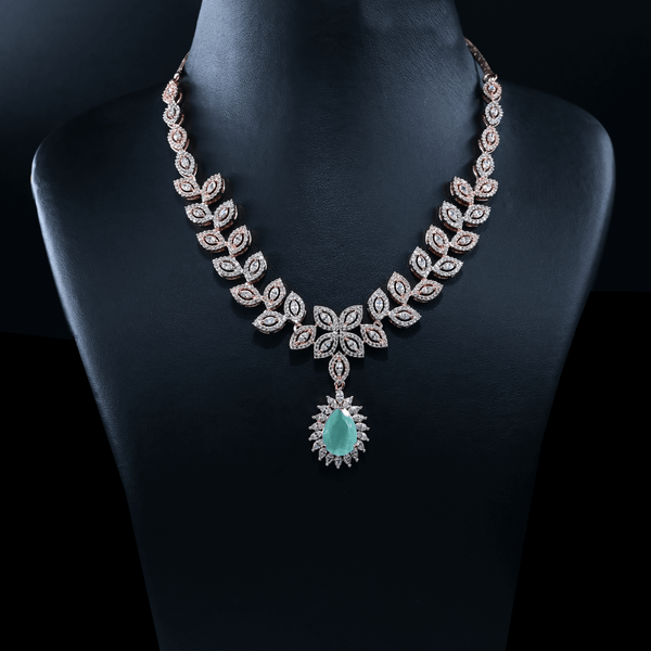 CZ Rose Gold Short Necklace Set
