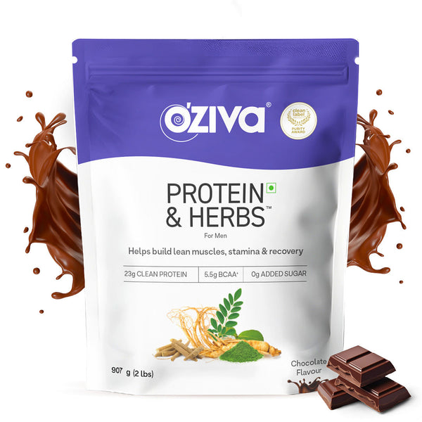 OZiva Protein & Herbs for Men, 23g Whey Protein - 1 kg