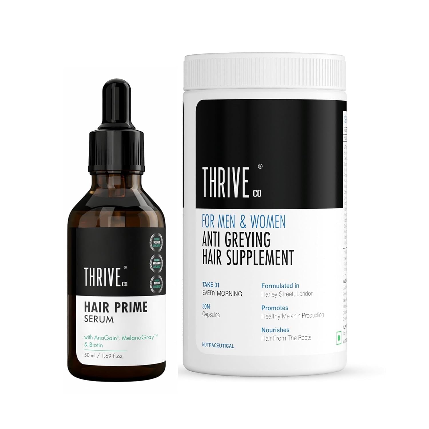 Thriveco ThriveCo Anti Grey Hair Care Kit Prime Serum And Greying Supplement 30 ...