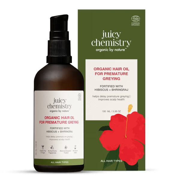 Juicy Chemistry Hibiscus Amla & Bhringaraj Organic Hair Oil - 100 ml