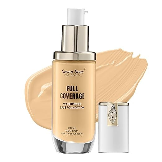 Seven Seas Full Skin Coverage Base Oil Free Waterproof Foundation Natural - 45 gms