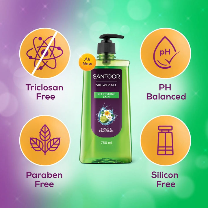 Santoor Refreshing Shower Gel - 750 ml