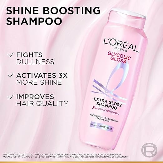 L'Oreal Paris Glycolic Gloss Shine Boosting Shampoo Powered By 3% Glyc ...