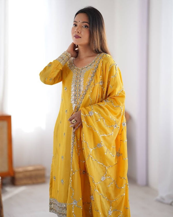 Sunshine Yellow Mirror Work Kurta Set Perfect for Haldi & Daytime Festivities