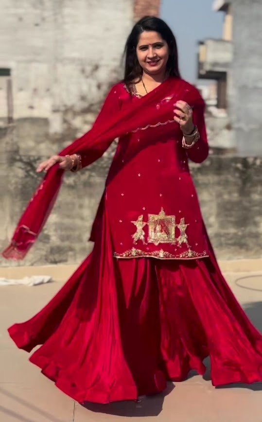 Radiate Festive Elegance in Ravishing Red Sharara Set